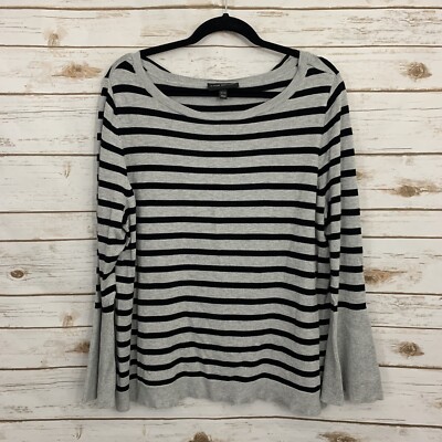 Lane Bryant Gray & Black Striped Bell Sleeve Plus Suze 18/20