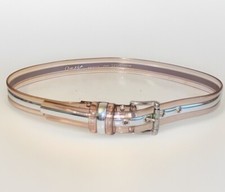 Cinturón Vintage Omega Jelly PVC Transparente Humo con Rayas Plateadas Para Mujer Talla Mediana
