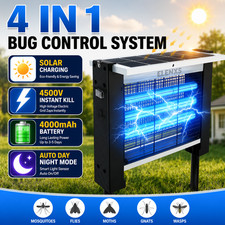 4500V Electric Solar Bug Zapper Outdoor Mosquito Zapper Waterproof Fly Trap US