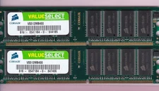 1GB 2x512MB PC3200 CORSAIR DDR-400 VS512MB400 PC-3200 DDR1 Desktop Memory KIT DS