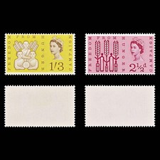 8621: GB SG634p-635p Set of 2. Phosphor 1963 Sc#390p-391p Mi354y-355y Mint MNH C