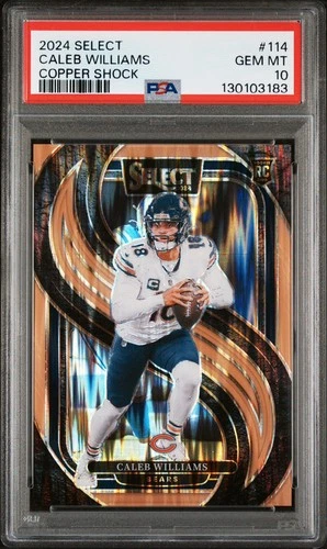 2024 Panini Select Caleb Williams #25 Copper Shock Prizm (RC) /299 PSA 10