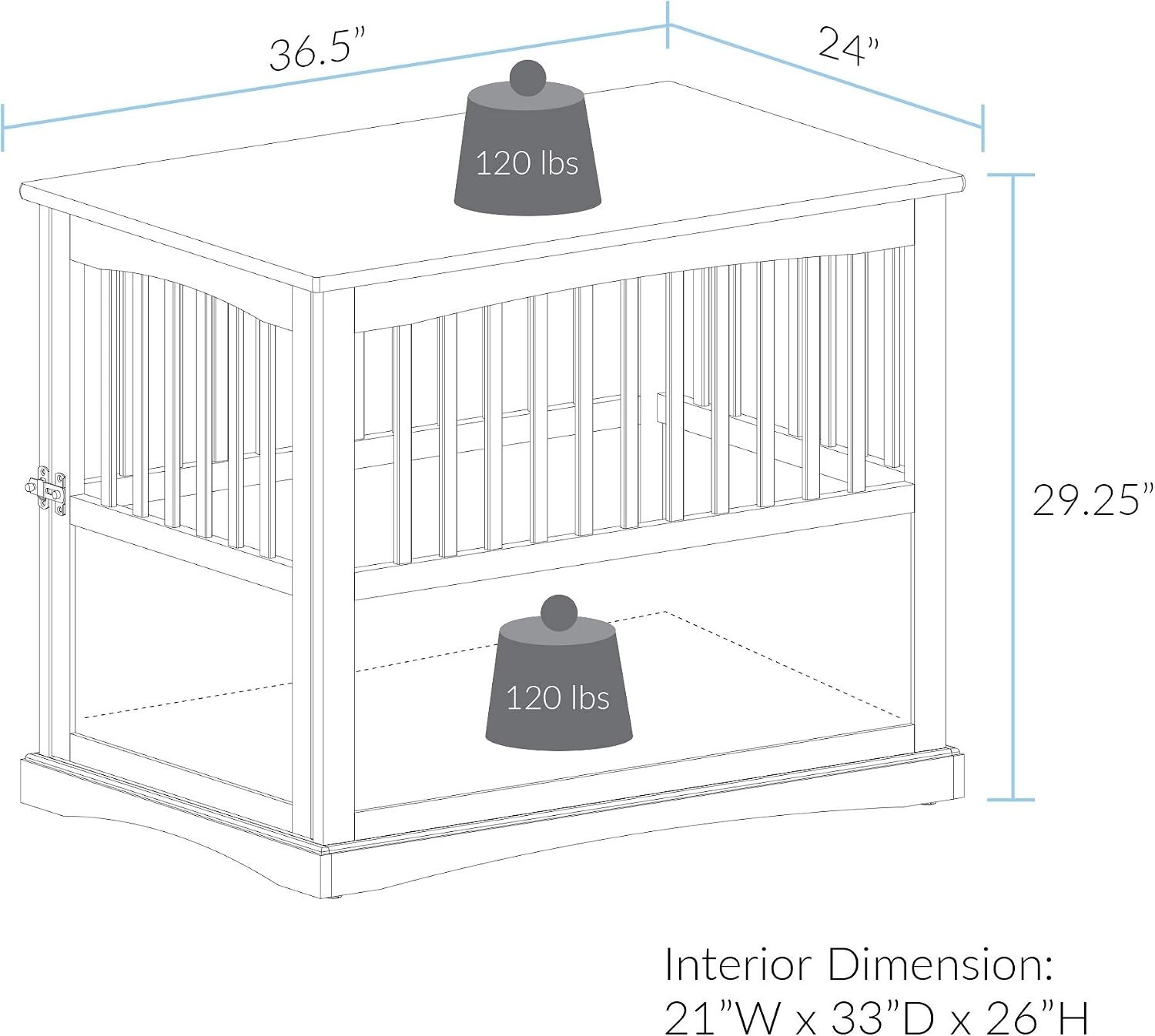 как выглядит Elegant Wooden Large Pet Crate End Table - Lockable Design in Walnut Finish фото