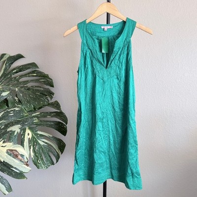 Calypso St. Barth Mini Dress Size S Green Sleeveless A-Line Boho Resort Chic 31''