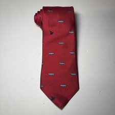 Brooks Brothers Modern Tie Red Pig Pattern Silk Necktie Made In USA 59 x 3.25”