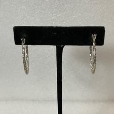 Vintage Silver Tone Hoop Earrings 1.25in 3.31g Twisted Textured Lightweight