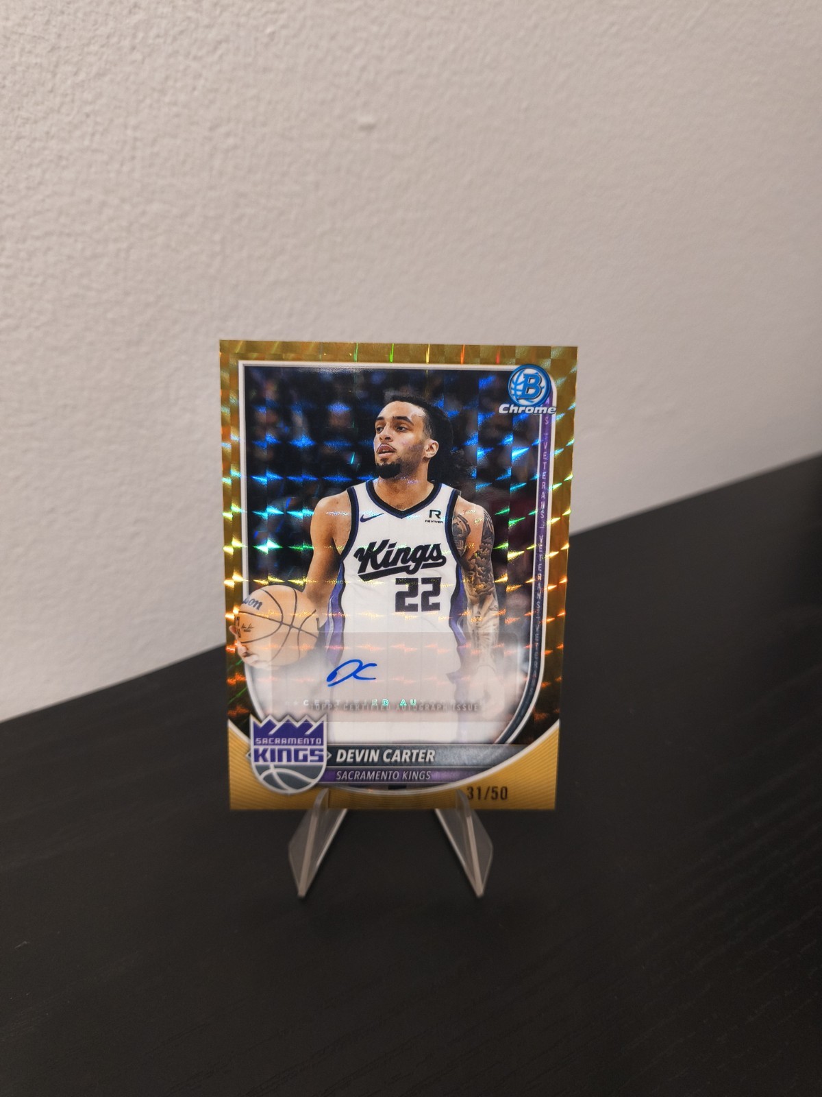 2025-26 Bowman #197 Devin Carter Chrome Gold Auto #/50