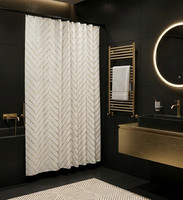 Croydex Waterproof Shower Curtain, Gold Chevron Pattern, 180 x 180cm