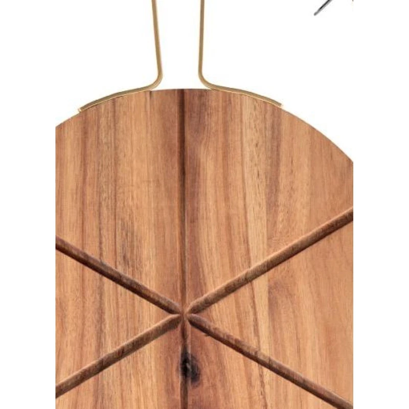Tagliere Pizza Legno di Acacia 32x43 cm BRANDANI con Manico Rotella Taglia Pizza, fotografia 6 di 9