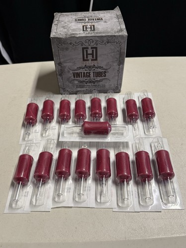 HELIOS Vintage Tattoo Tube & 1" Red Grip Round Liner Type Box of 17 EXP. 10/26
