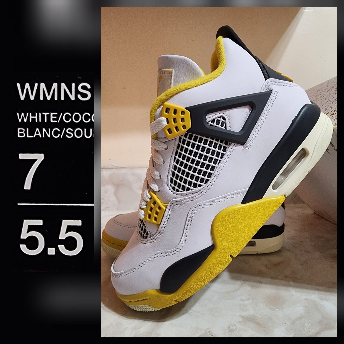 Women's Size 7 Nike Air Jordan 4 Retro Vivid Sulfur Yellow OG