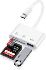 SD Card Reader for iPhone 16e/16Pro Max/16Pro/16Plus/16/15pro White 