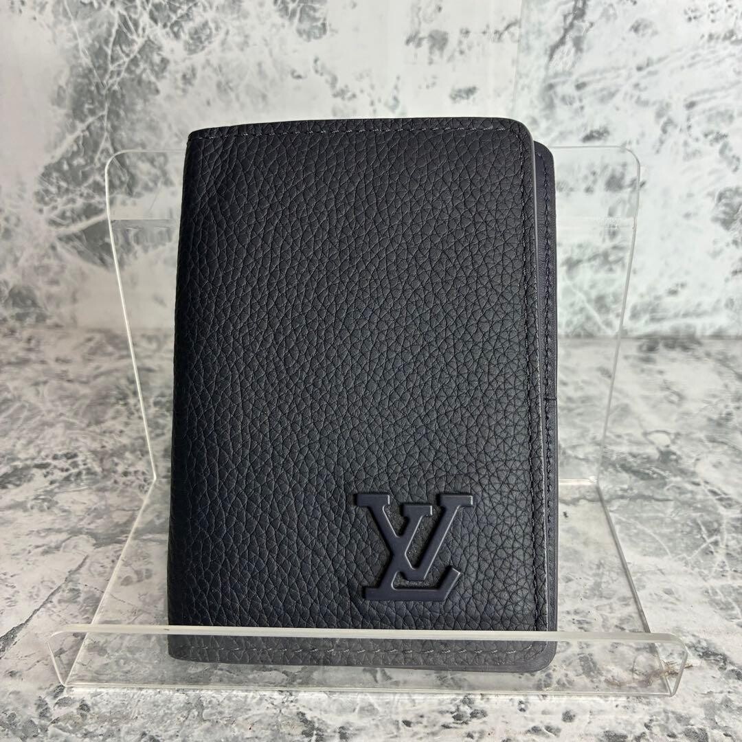 Louis Vuitton Aerogram Navy Card Case Pass Holder Logo Men Authentic