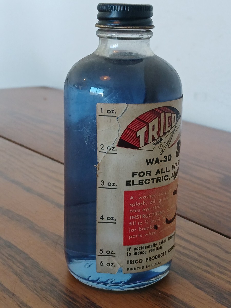 Vintage Trico Windshield Washer Solvent Glass bottle, good shape
