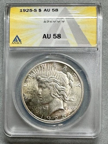 1925-S   PEACE DOLLAR   ANACS  AU58   BETTER DATE