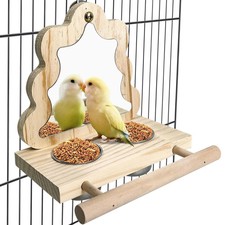 Bird Parrot Wooden Feeding Cups Small Bird Feeding Dish Cups Stainless Steel ...