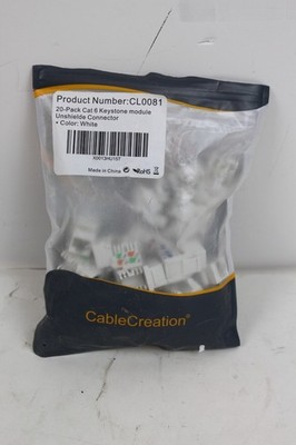 20 PCS NEW Cat6 keystone module connector cablecreation white