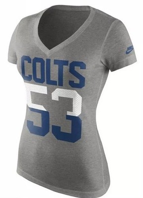Nike Women s Indianapolis Colts Tri Blend V Neck Number Jersey Shirt Medium M