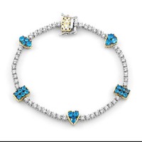 Armband Aus Neonblauem Apatit Und Silber