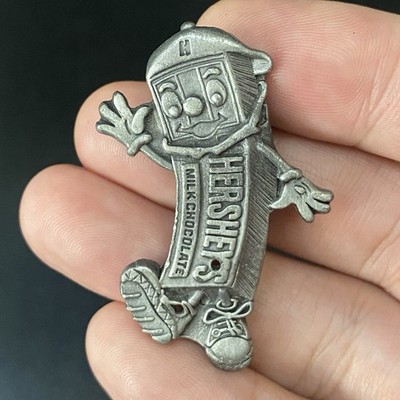 VTG Hershey Candy Bar Mascot Pewter Hat Lapel Pin Brooch 