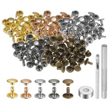100 Sets Leather Rivets 9mm x 8mm Metal with 3 Setter Tools Multi Colors