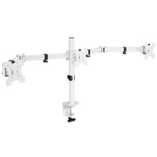 VIVO White Triple Monitor Mount, Articulating Stand for 3 Screens up to 24"