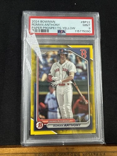 2024 Bowman Roman Anthony BP-22 Paper Prospect Yellow /75 BOS Red Sox PSA 9