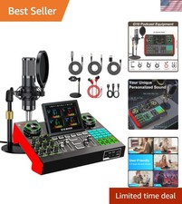Podcast Microphone Bundle with Live Sound Board Audio Mixer, Podcast Equipmen...