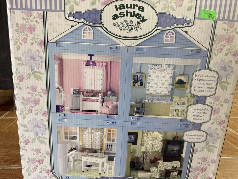 Laura Ashley Blue Floral Dollhouse 2-Story Foyer Decorator Set with Furniture - Image 4 of 4