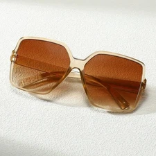 Oversized Ivory  Square Sunglasses Retro Vintage Trendy Shades Classic