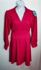 Next cerise pink satin spot polka dot long sleeve shirt dress 20 party