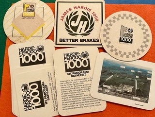 VINTAGE Bathurst BEER COASTERS 'James Hardie Ferodo' 1000 Mt PANORAMA_FREE POST