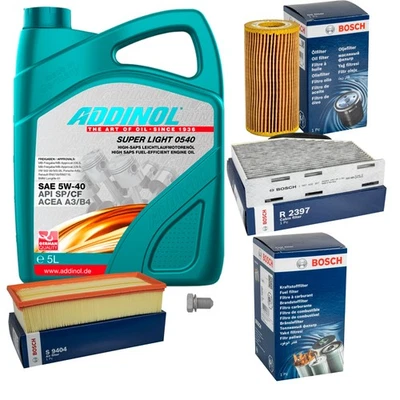 BOSCH Inspektionspaket 5L ADDINOL SUPER LIGHT 5W-40 für VW Golf V 1K1 2.0 GTI - Bild 1 von 4