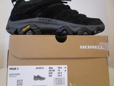 Merrell Moab 3 Athletic Trail Running Shoes J035875 Black Night Mens Size 10.5
