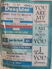 Throw Blanket Gift for Daughter, Birthday or Holiday- Blue n White, Pink NEW