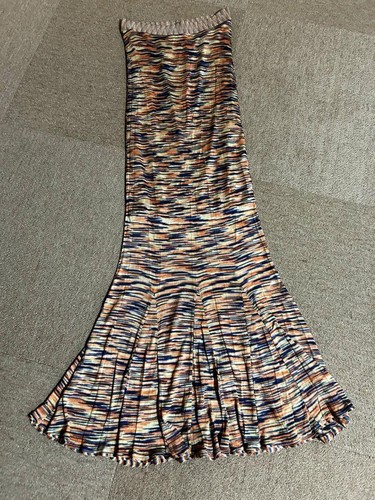 MISSONI Vintage Strapless Knit Long Dress Flare Hem Multicolor Size 46 Japan - Picture 8 of 24