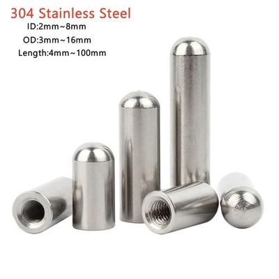 M2~M8 304 Stainless Steel Round Head Parallel Pins Internal Thread Dowel Pins