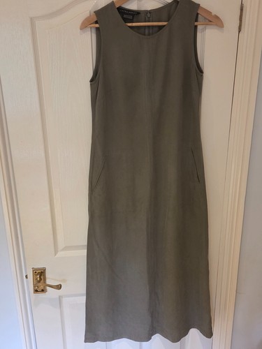 Laura Ashley, Laura Ashley 90s Vintage Silk Maxi Dress Size 8 Olive Green Loose Fit