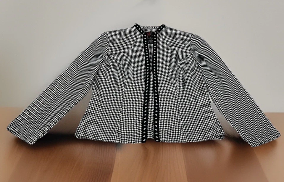 Blazer R&K Original Vint.Professional Mujer Negro Pata de Gallo Talla 10 Frente Abierto Foto 2 de 4