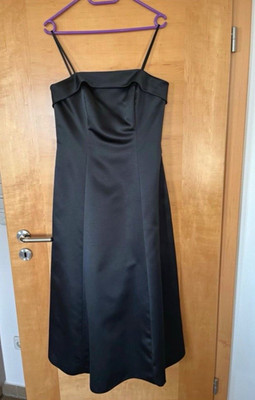 Vera Mont Damen Satin Midi-Kleid A-Linie ärmellos Reißverschluss Gr. 40 schwarz