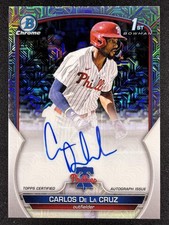2023 Bowman Chrome #CPA-CDC Carlos De La Cruz Mojo Refractor 1st Auto /150