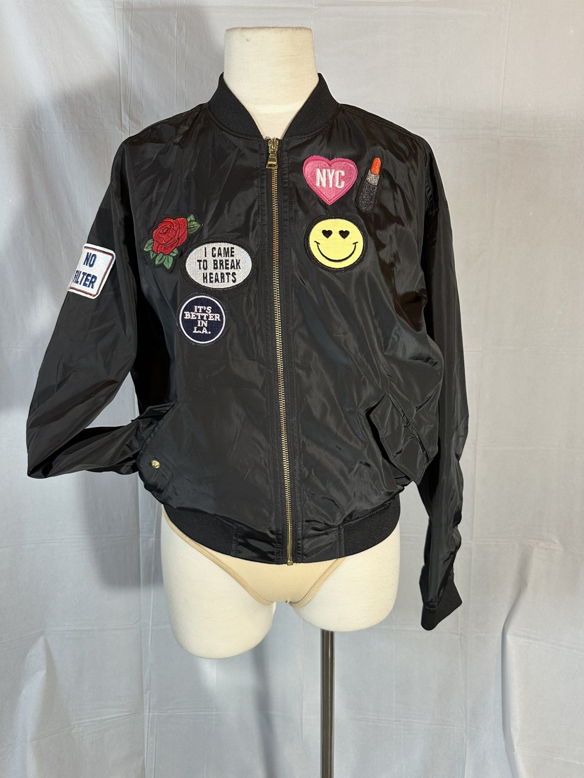 EXPRESS PATCH OVERSIZED BOMBER JACKET RETRO STYLE… - image 1