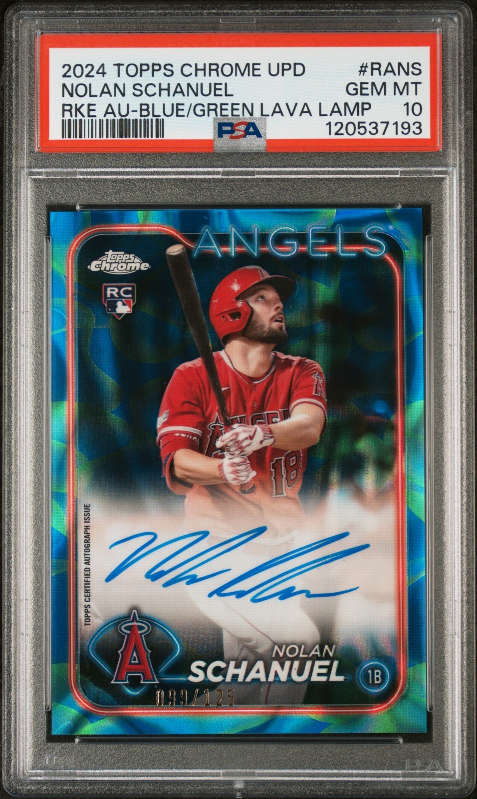 Nolan Schanuel 2024 Topps Chrome Update Auto PSA 10 Blue Green Lava /125 RC