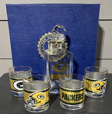 Bradford Exchange Green Bay Packers 5 Piece Legacy Decanter Set W/COA & Box