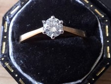 18ct Gold Diamond Solitaire Ring Approx 0.30ct 6 Claw  Engagement Ring J - 2.36g
