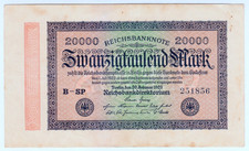 1923 Germany 20000 Mark 251856 Reichsbanknote Paper Money Banknotes