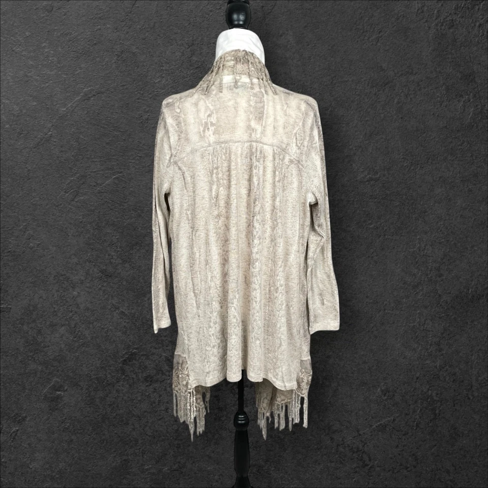 Кардиган женский One World бахрома шаль открытый передний длинная линия XL льняная смесь богемное - Изображение 3 из 4