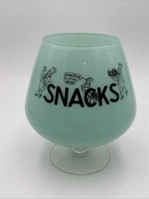 West Virginia Glass Brandy Snacks Snifter Teal Blue Mid Century Modern MCM🔥