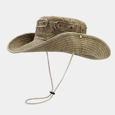 Summer Men Cowboy Bucket Hat Wide Brim Fishing Hiking Sun Protection Cap