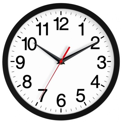 Wall Clock Modern 10 Inch Black Battery Operated Silent Non Ticking Analog fo...